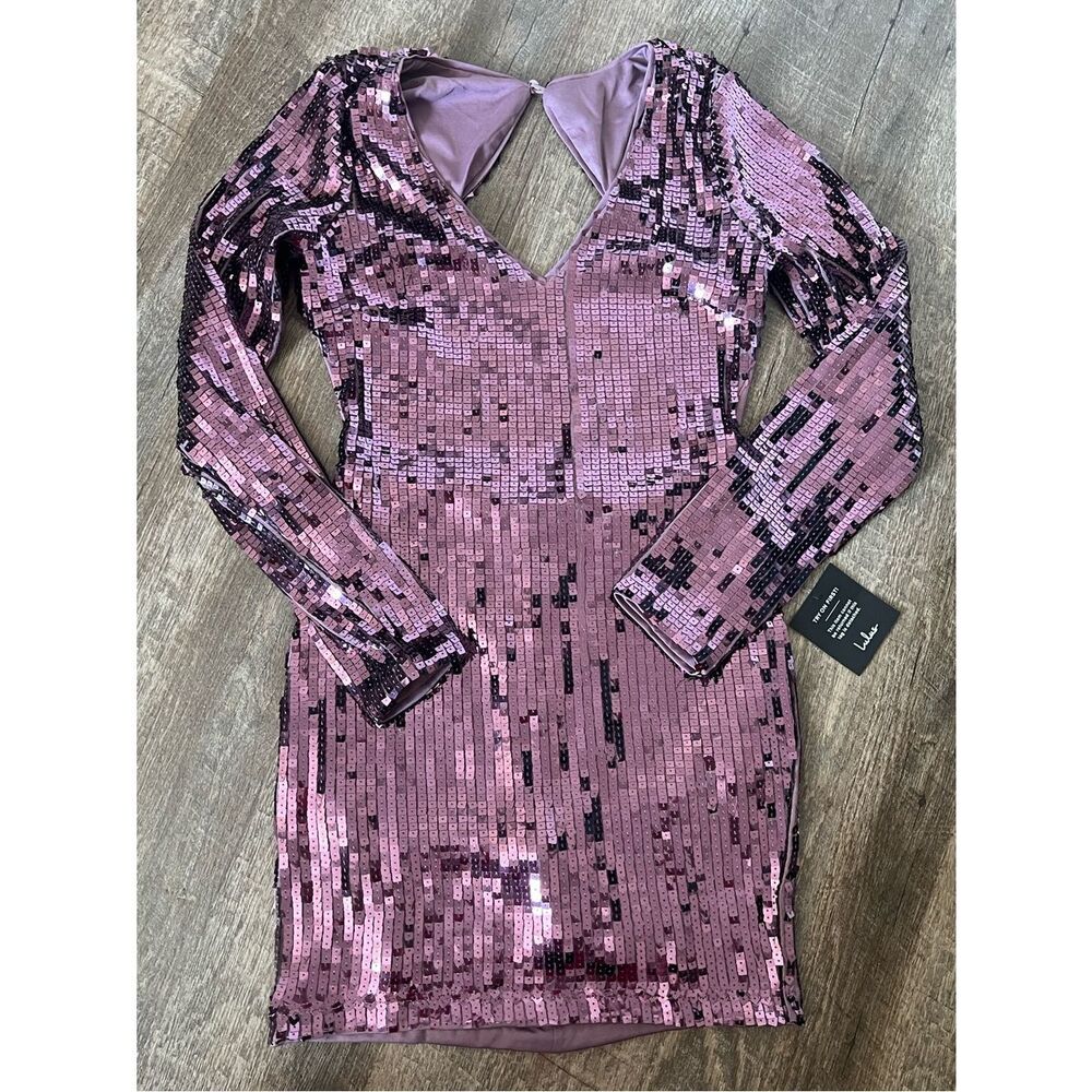 Lulu's Glowing Sensation Dusty‎ Purple Sequin Mini Bodycon Dress- Large